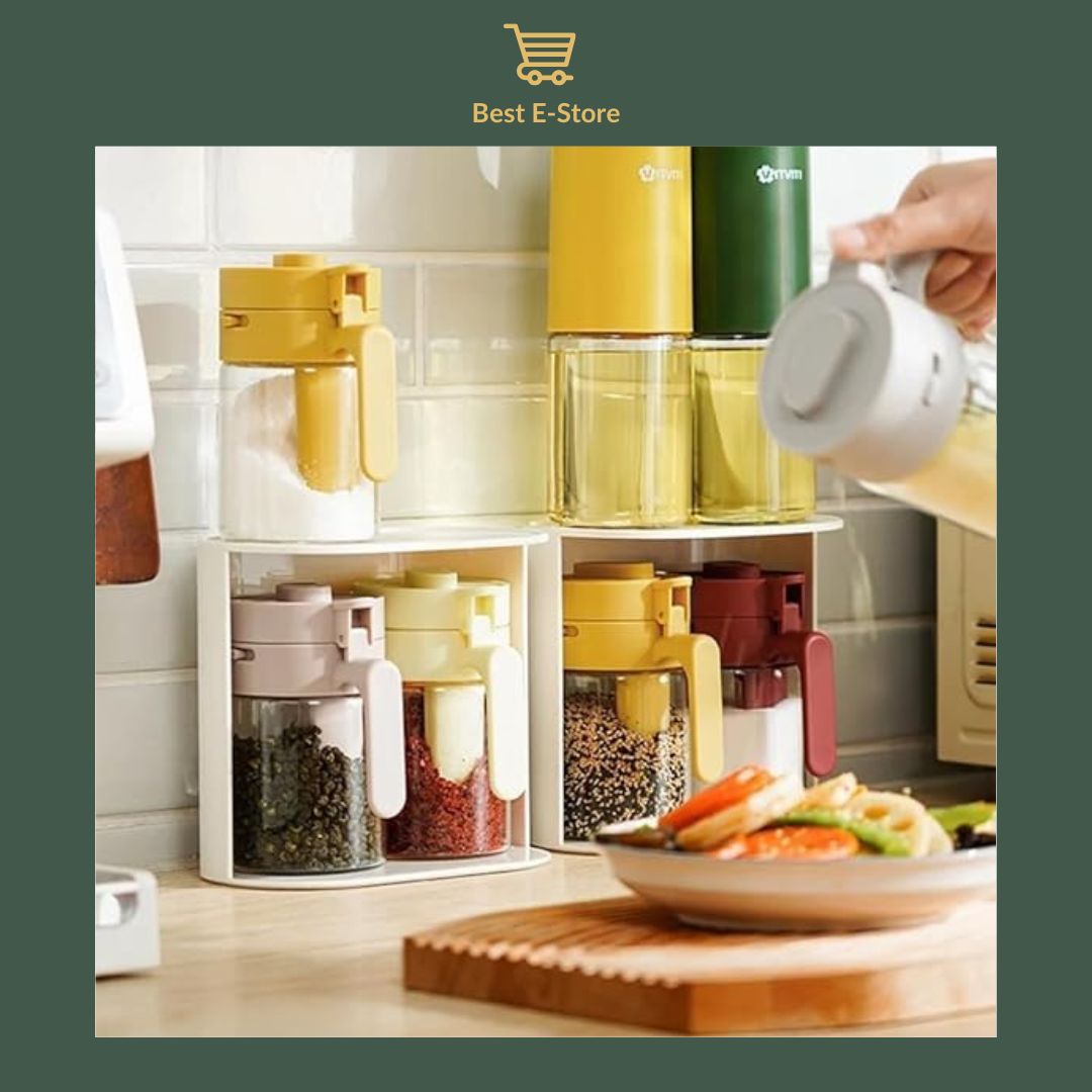 🌟 Kitchen Essential: Spice Jars with Lock & Measuring Spoon 🥄👩🍳