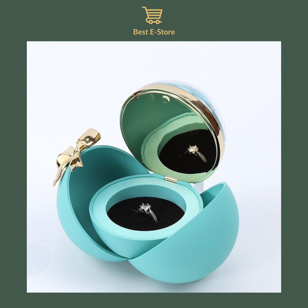 💎 Elegant Spherical Engagement Ring Box with Realistic Flower & Bow 🌸