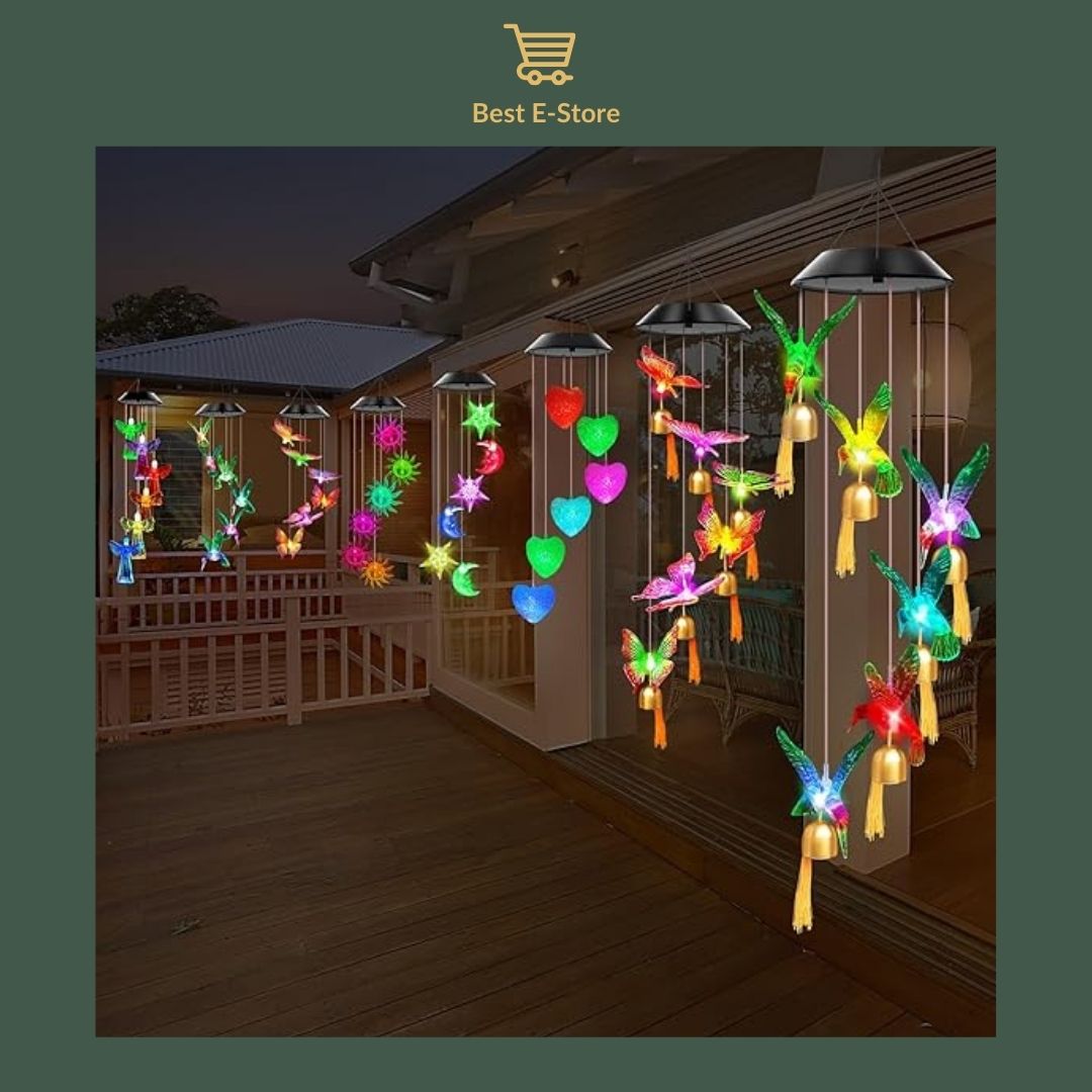 ☀️ Glowing Nights Await: Solar and Color Changing Hummingbird Wind Chime with Bells 🔔
