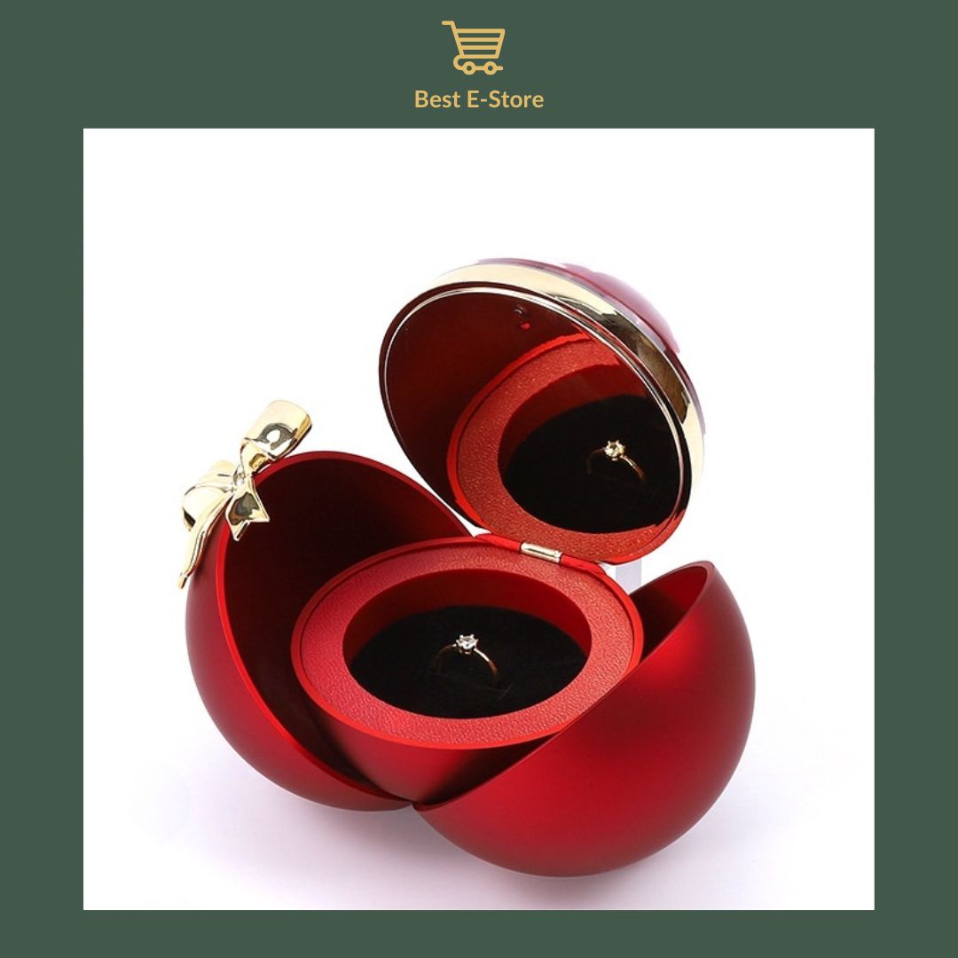 💎 Elegant Spherical Engagement Ring Box with Realistic Flower & Bow 🌸