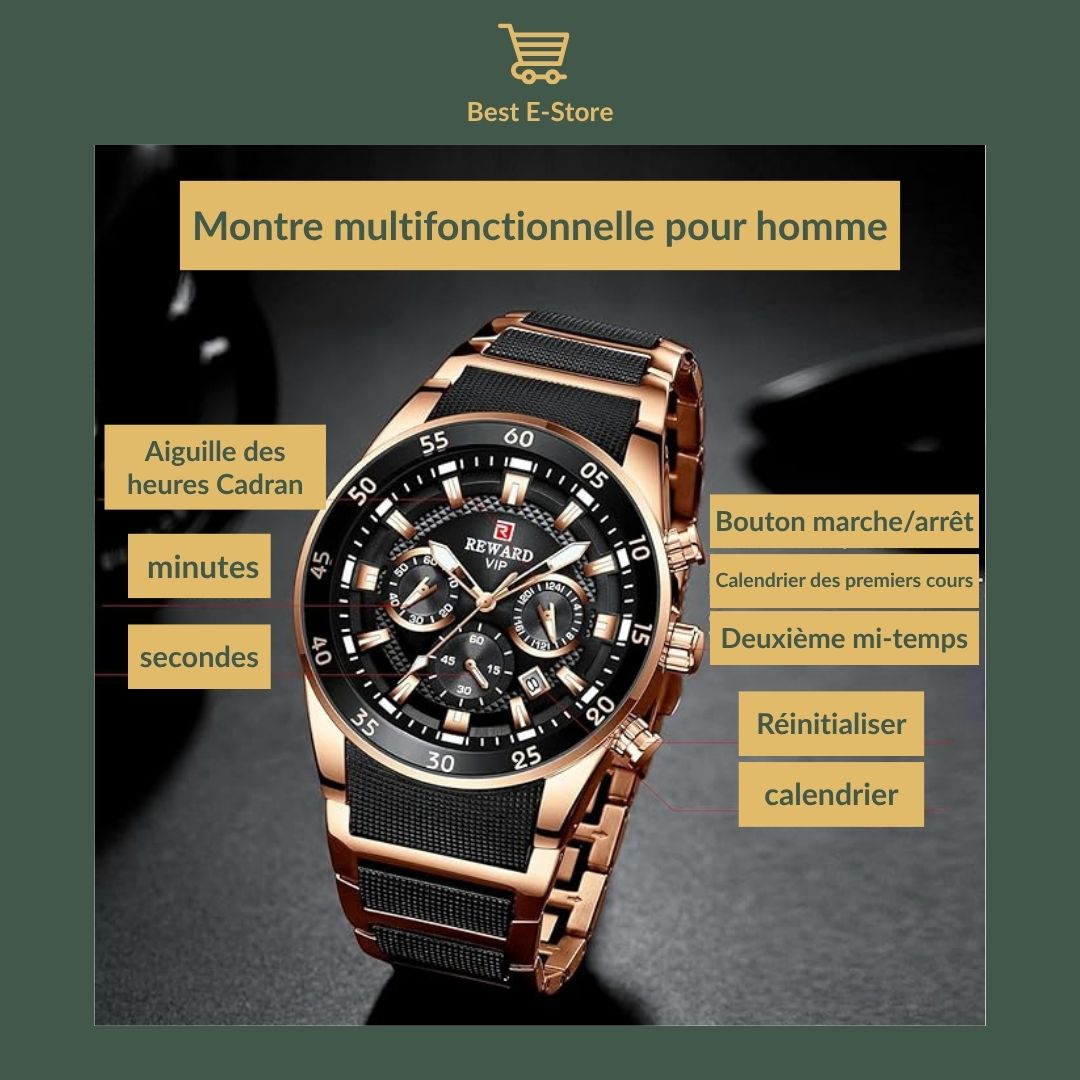 ⭐ Montre Homme Premium : Design Élégant, Confort Exceptionnel & Idée Cadeau Parfaite 🎁