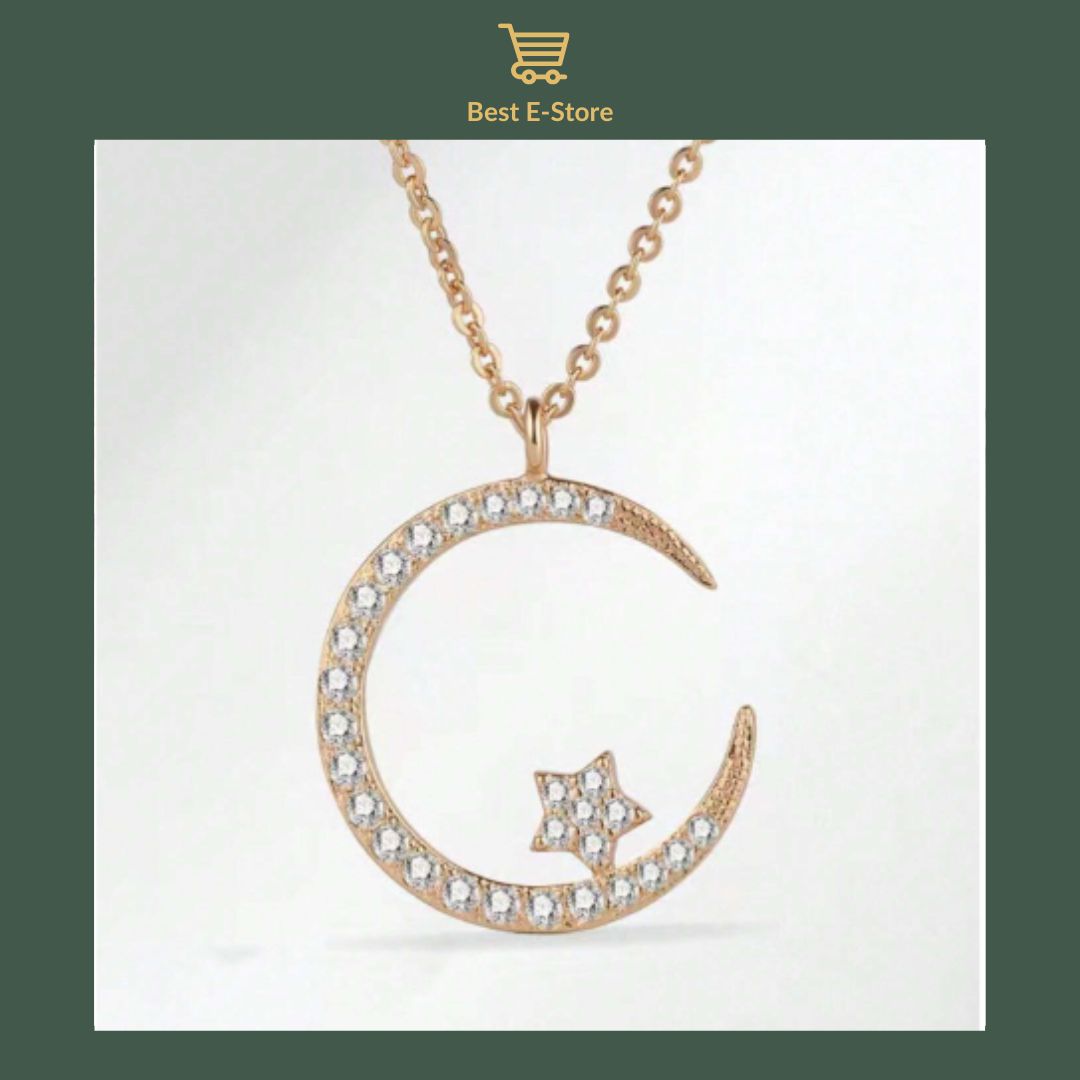 Radiant Nights: Golden Moon Star Necklace 🌙✨