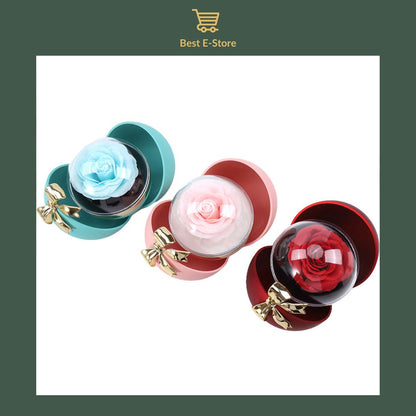 💎 Elegant Spherical Engagement Ring Box with Realistic Flower & Bow 🌸